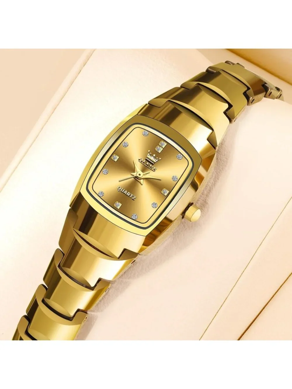 Women's Gold Ceramic Diamond Chronograph Waterproof Casual Ladies Wrist Watch